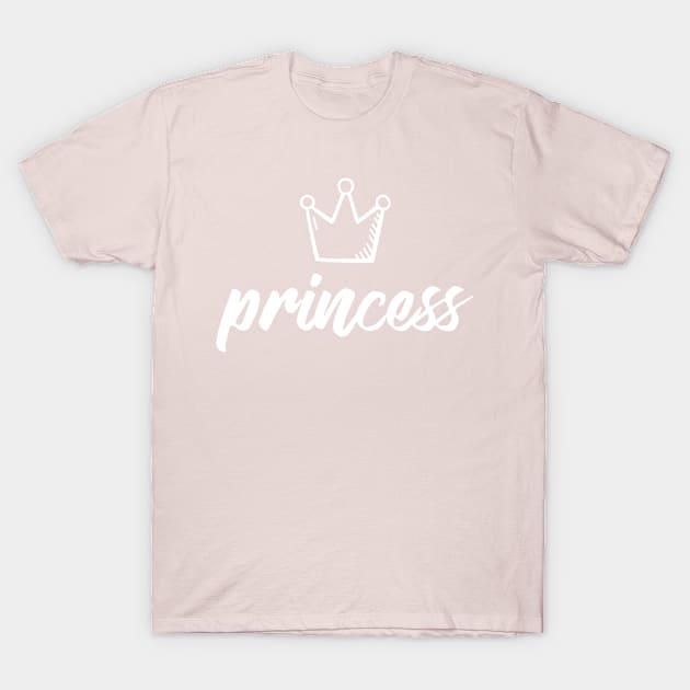 Girl Princess text print with crown T-Shirt by BeckyS23